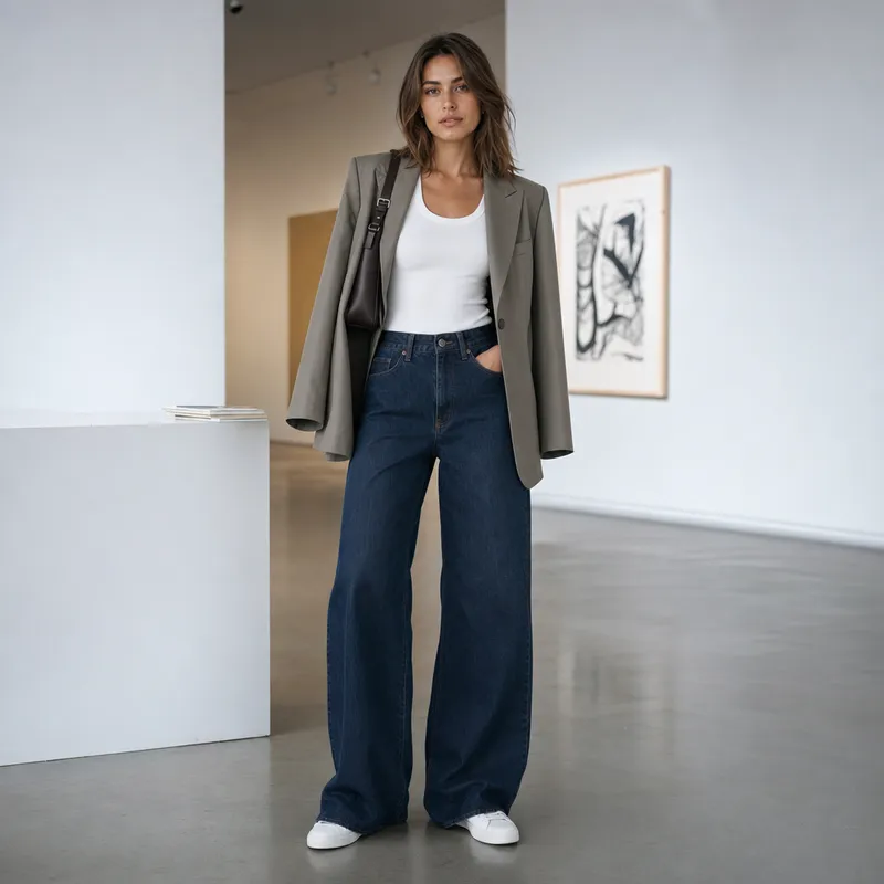 Off-duty denim look generated from a one-line prompt